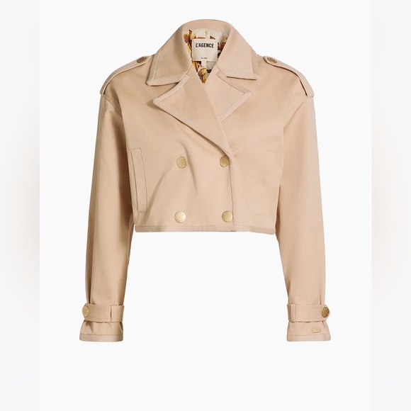 L'AGENCE Beige Double-Breasted Trench Coat - Picture 1 of 5